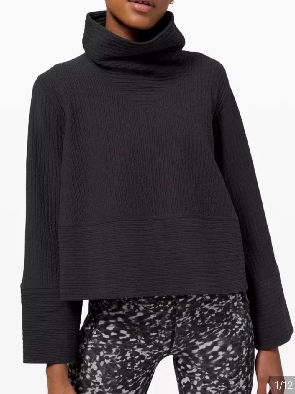 lululemon athletica Black Textured Cowl-Neck Sweater